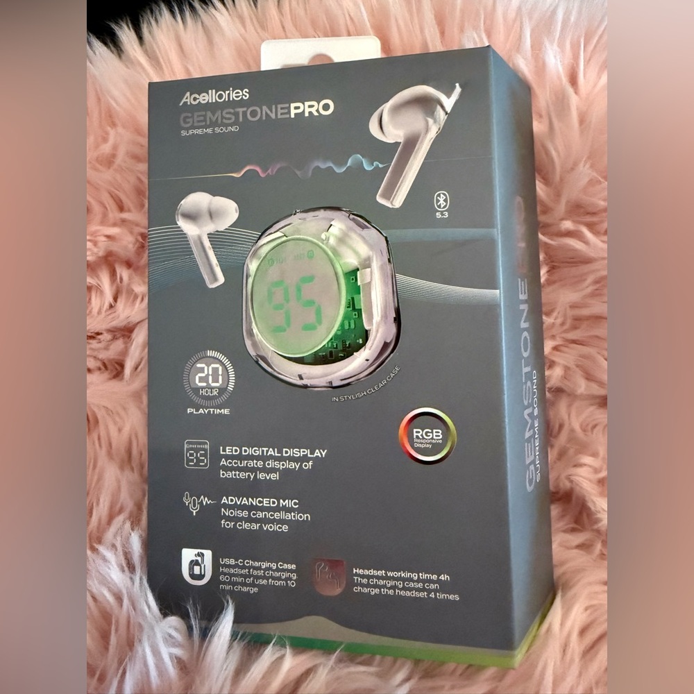GEMSTONE PRO Wireless Earbuds - WHITE